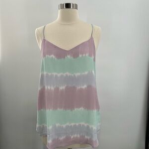 Pink Rose Lilac Aqua Tie Dye Tank Top Ladies NEW Size Medium